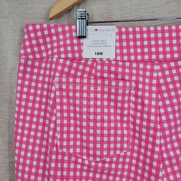 Intro Audrey Ankle Cropped Pants Pink White Gingham Women's Plus Size 18W - Picture 5 of 14